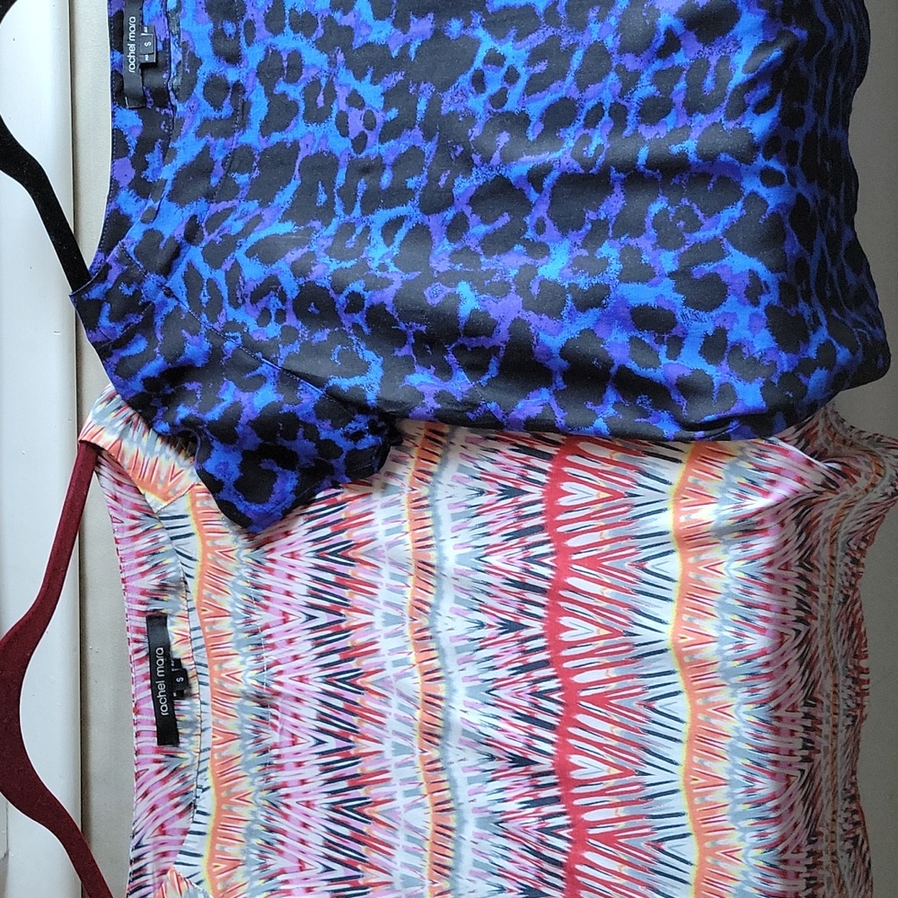 2 Rachel Mara capped sleeves tops. Multi colored